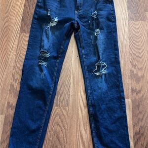 Men's Distressed Blue Jeans